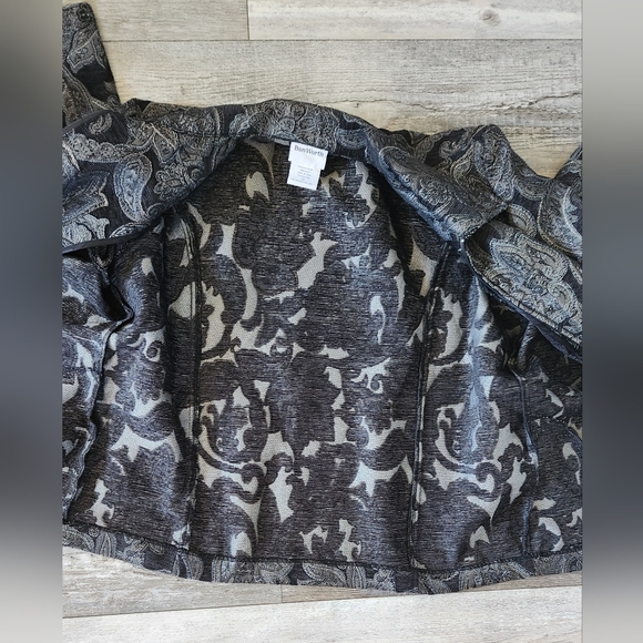 BONWORTH Women's Vintage Blue Gray Embroidered Floral Zip Closure Jacket - Picture 6 of 7